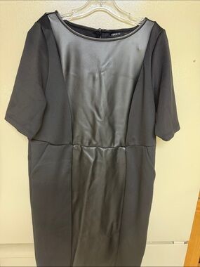 torrid Black Faux Leather-Panel Midi Dress